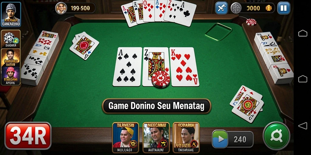 Tampilan gameplay seru dalam permainan Domino 34R.