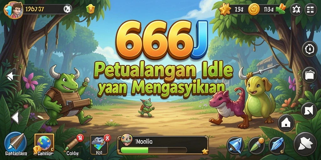 Screenshot gameplay 666J menampilkan karakter dalam petualangan Idle yang menarik.