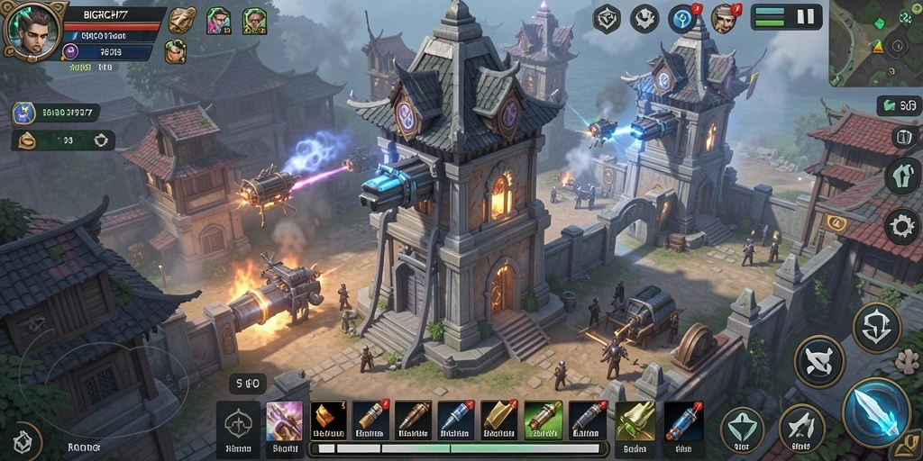Tampilan gameplay menegangkan dari BIGRICH77 di genre Tower Defense.