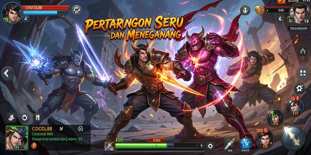 Tampilan gameplay COCOL88 yang menegangkan dengan aksi pertarungan cepat.