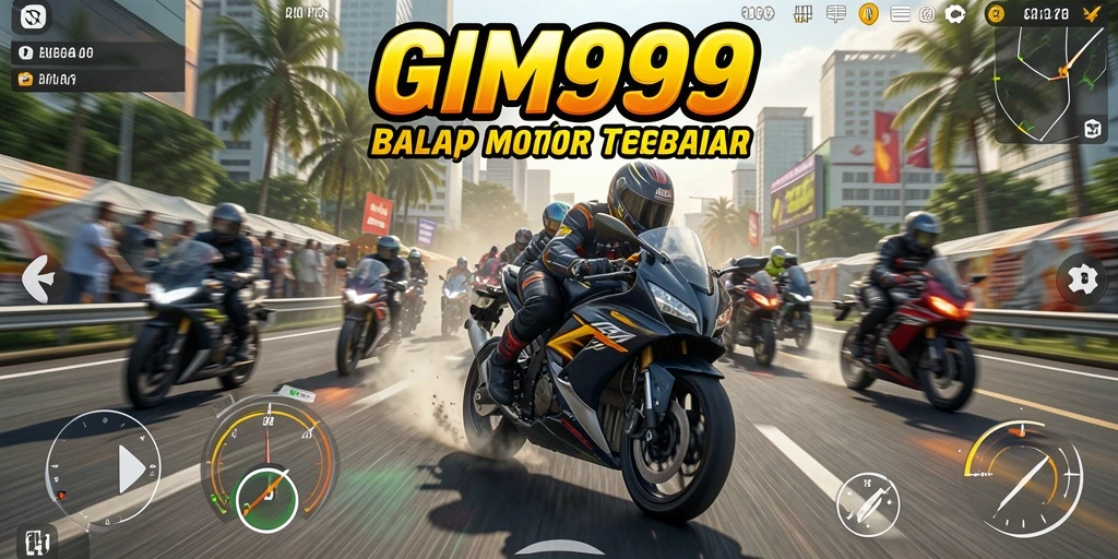 Tampilan menarik dari gameplay balap motor yang mendebarkan.