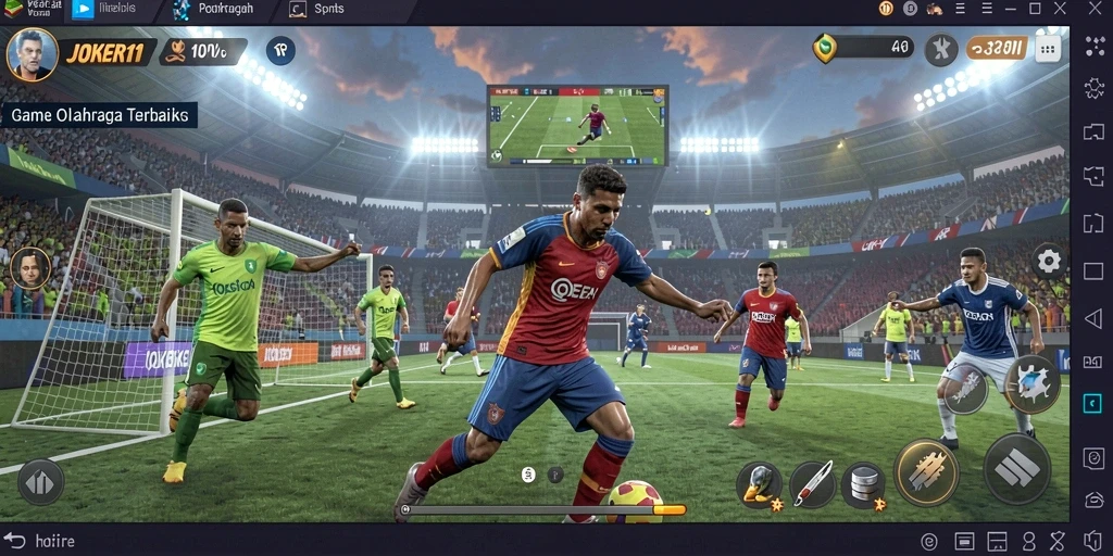 Screenshot gameplay JOKER11 yang menunjukkan aksi seru di lapangan olahraga.