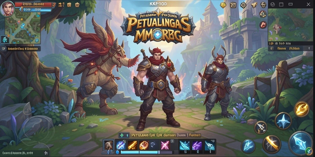 Tangkapan layar utama KPK100 menampilkan aksi seru dalam dunia MMORPG.