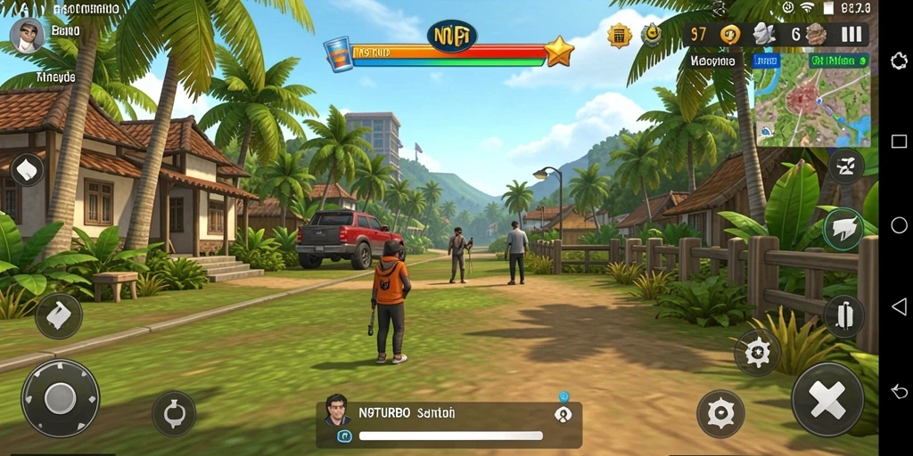 Screenshot N9TURBO menampilkan aksi seru dan grafik menarik.