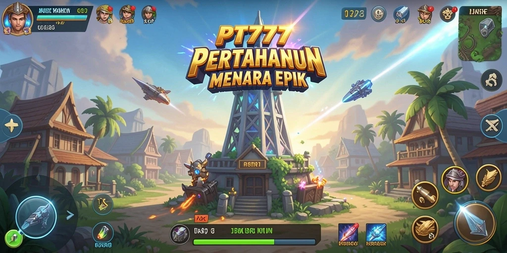 Screenshot gameplay PT777 menampilkan aksi menegangkan dalam Tower Defense.