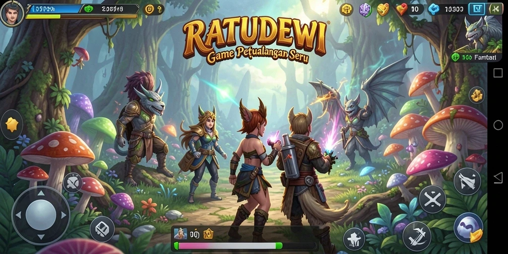 Tampilan gameplay seru di RATUDEWI dengan pertarungan mendebarkan.