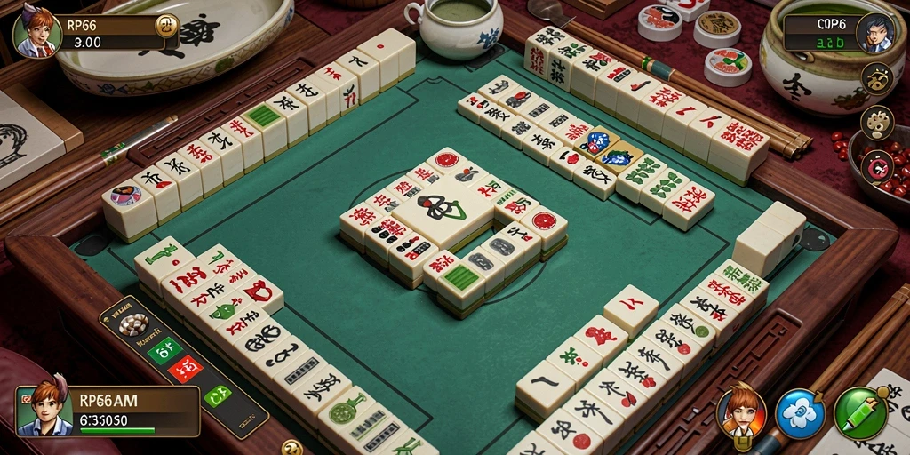 Tampilan gameplay <strong>Mahjong</strong> di <strong>RP66</strong> yang menawan dan interaktif.